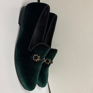 Mens Harpelunde Green Velvet Loafers Sz 13